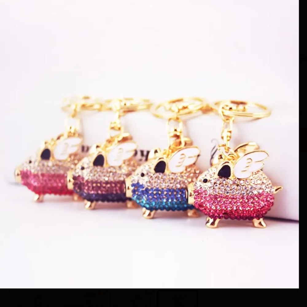 Boutique flying pig key chain